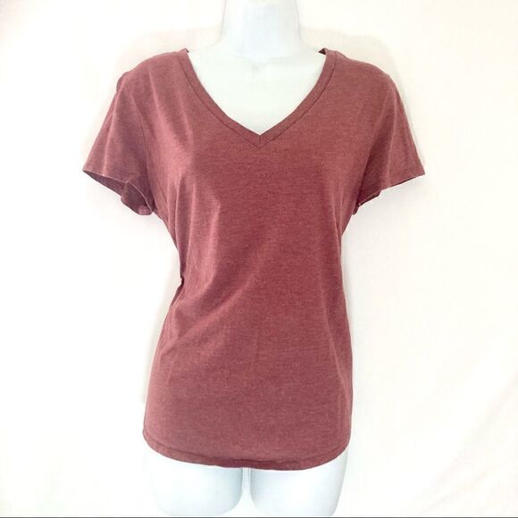 Mossimo L Red Pullover V Neck Short Sleeve T-Shirt - Picture 2 of 9